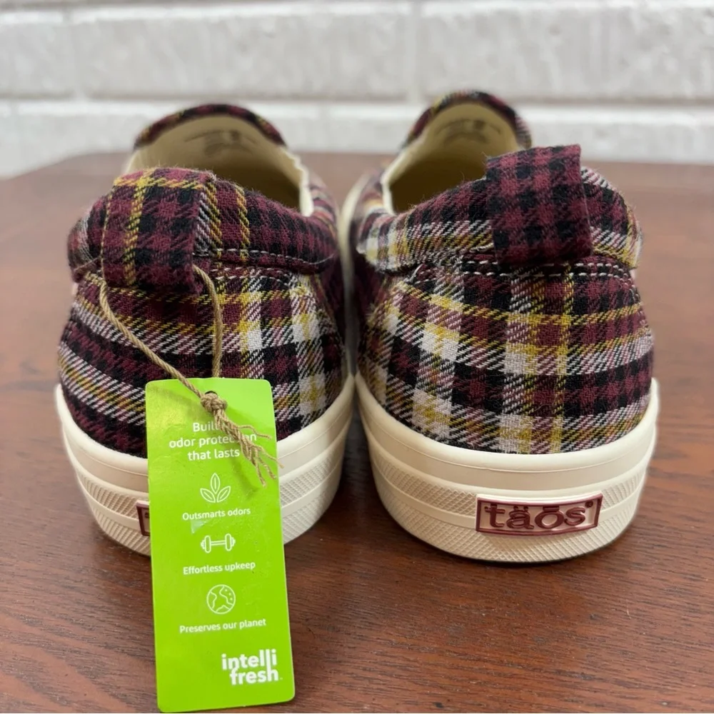 New Womens Taos Rubber Soul Plaid Canvas Casual Slip On Sneakers Shoes Size 8 - Picture 6 of 9